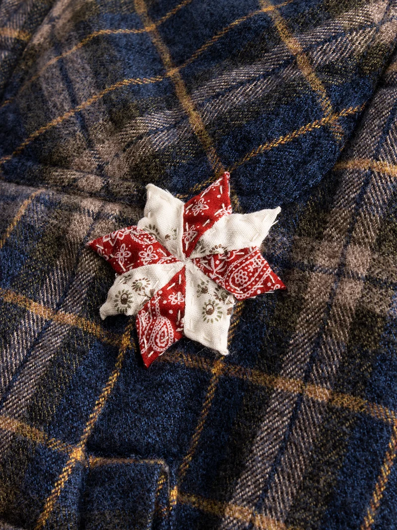 Giacca Puffer blu Vintage-Effect Checked
