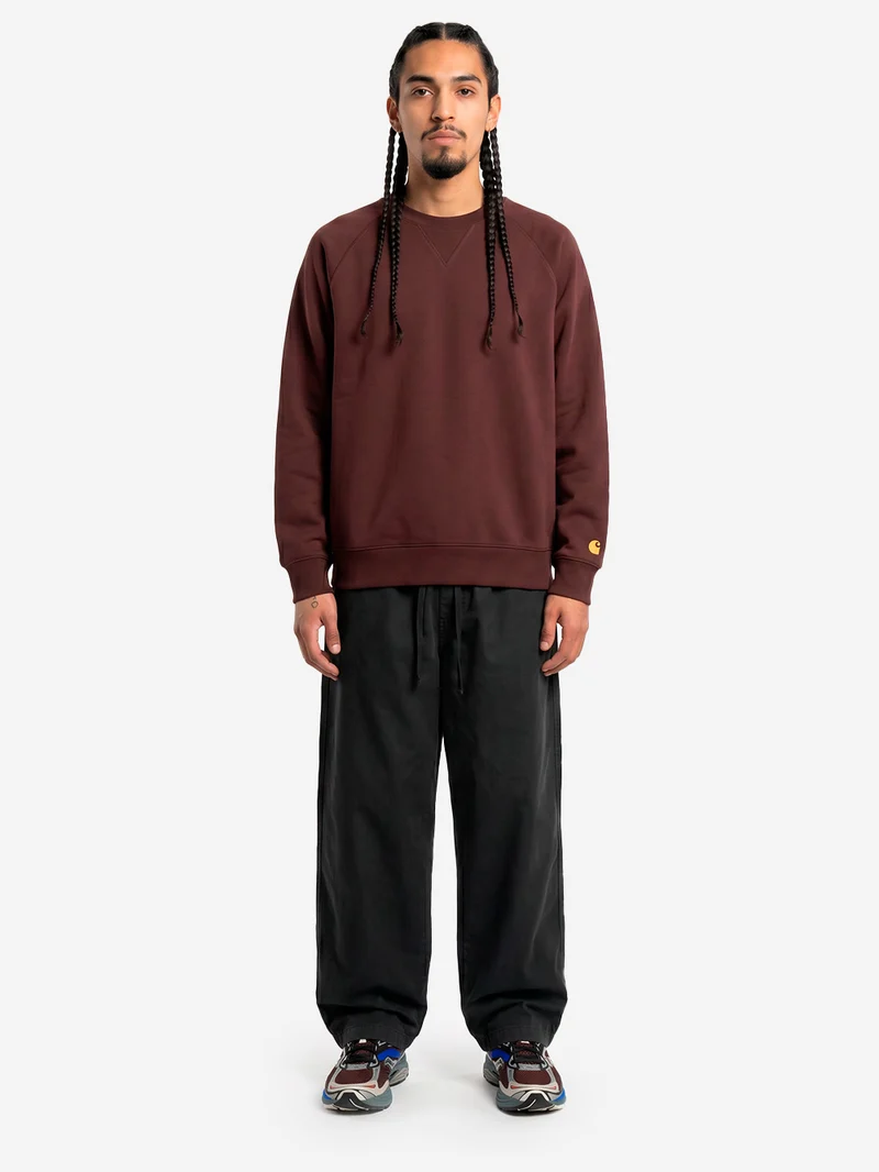 Felpa girocollo bordeaux 'Chase Sweat' con logo ricamato