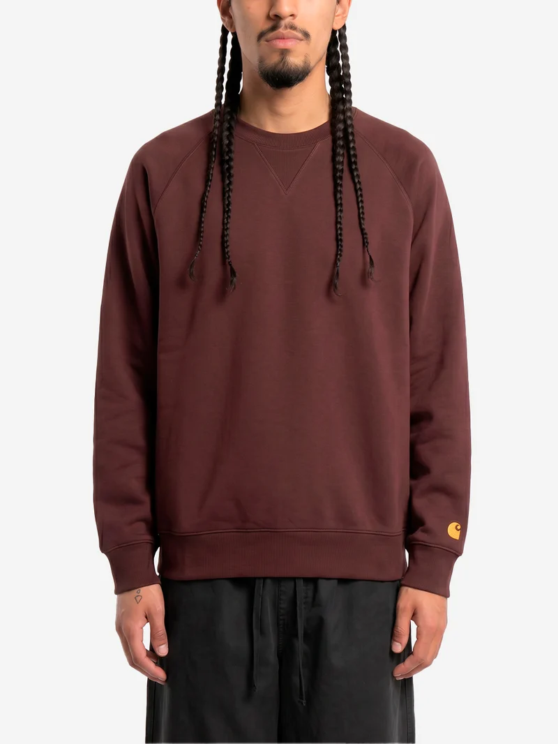 Felpa girocollo bordeaux 'Chase Sweat' con logo ricamato