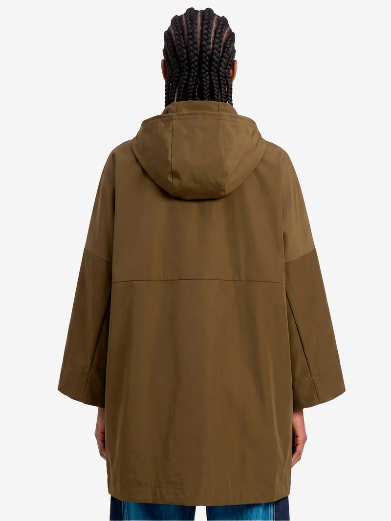 Impermeabile oversize verde scuro con cappuccio