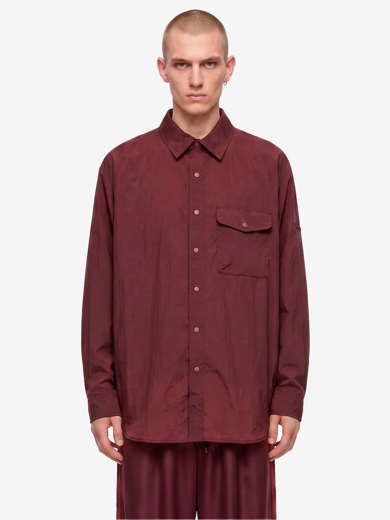 Overshirt rossa in taffetà di nylon gradient 3 stripes