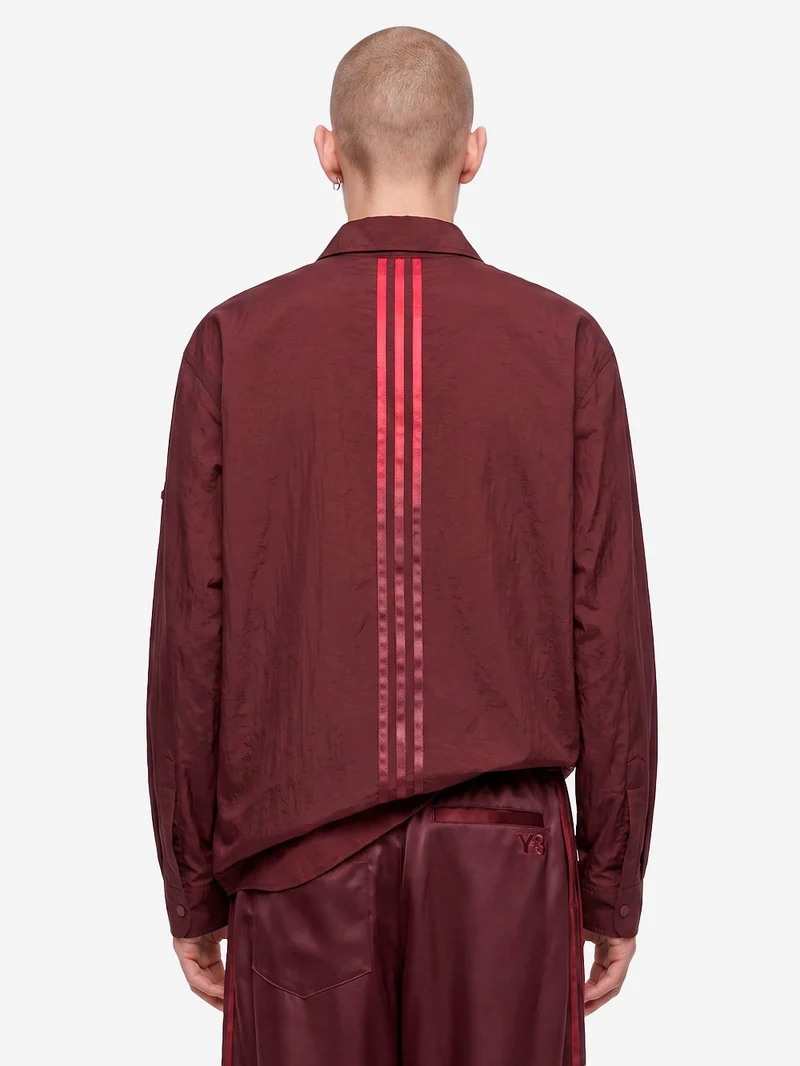 Overshirt rossa in taffetà di nylon gradient 3 stripes