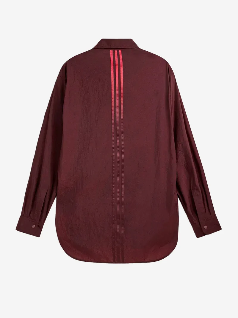 Overshirt rossa in taffetà di nylon gradient 3 stripes