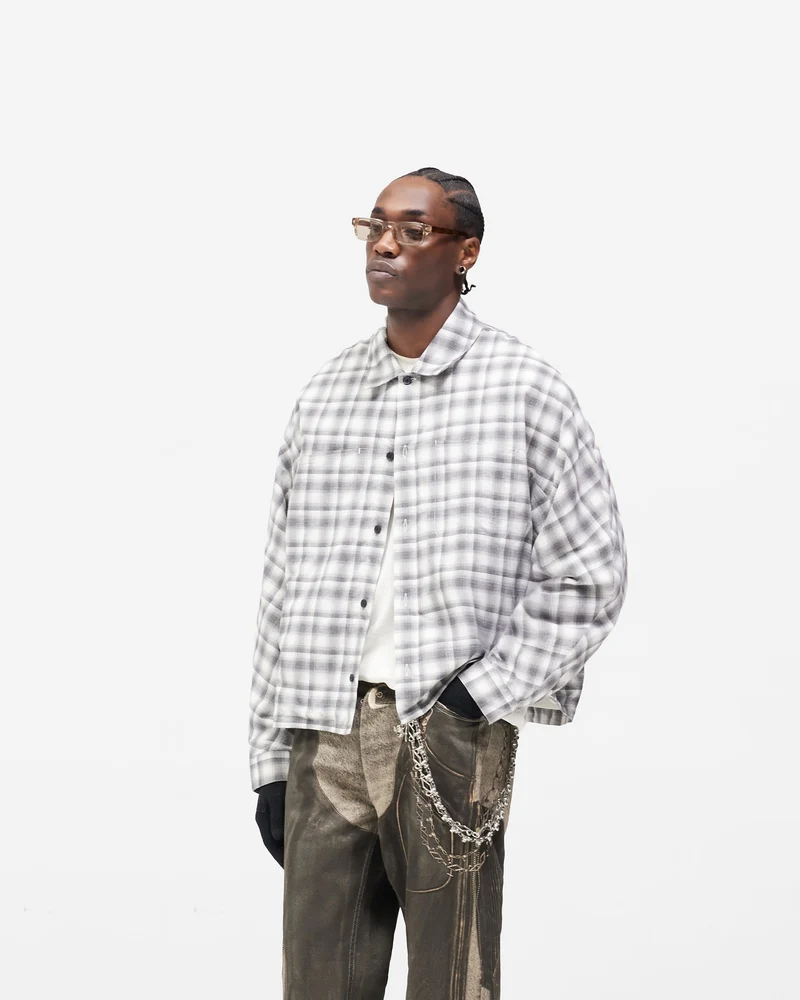 Arch Flannel Shirt - Flat White Jet Black