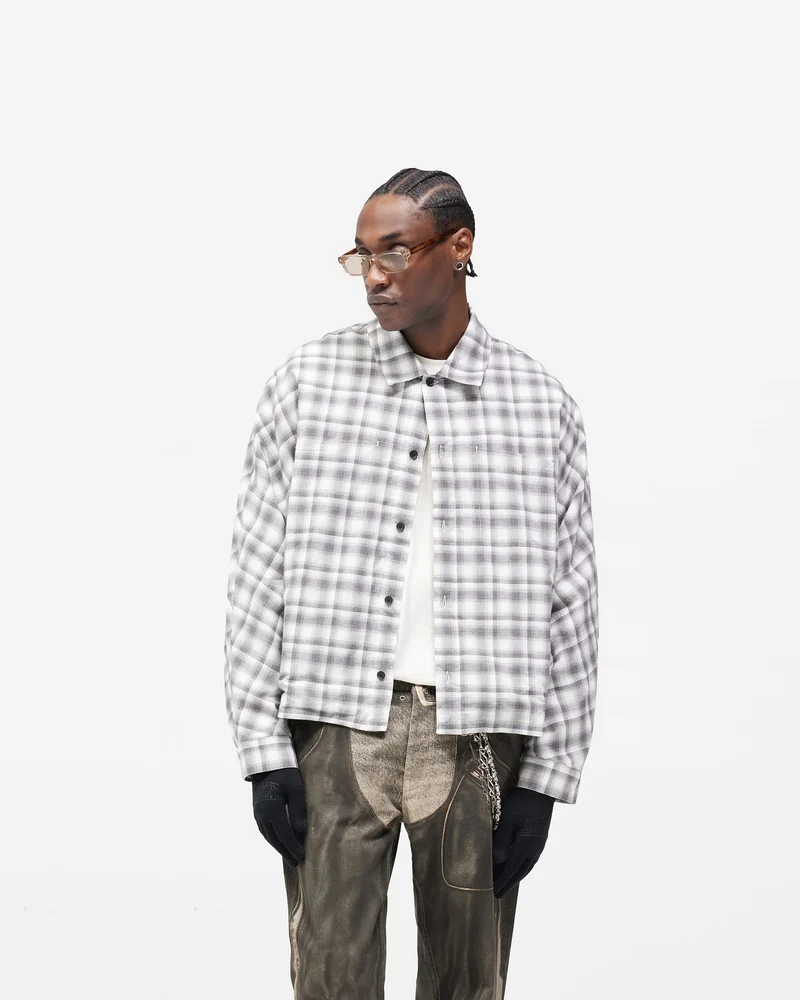 Arch Flannel Shirt - Flat White Jet Black