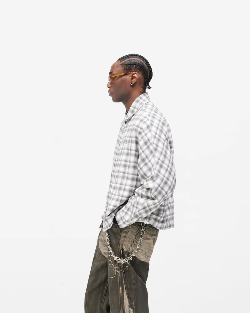 Arch Flannel Shirt - Flat White Jet Black