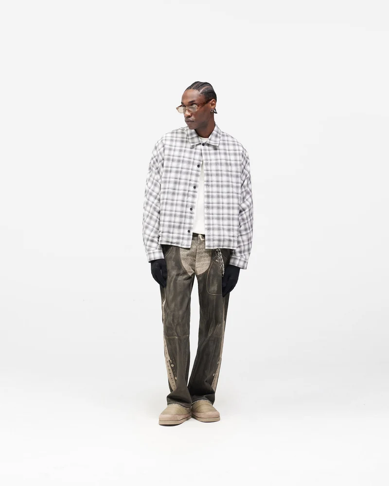 Arch Flannel Shirt - Flat White Jet Black