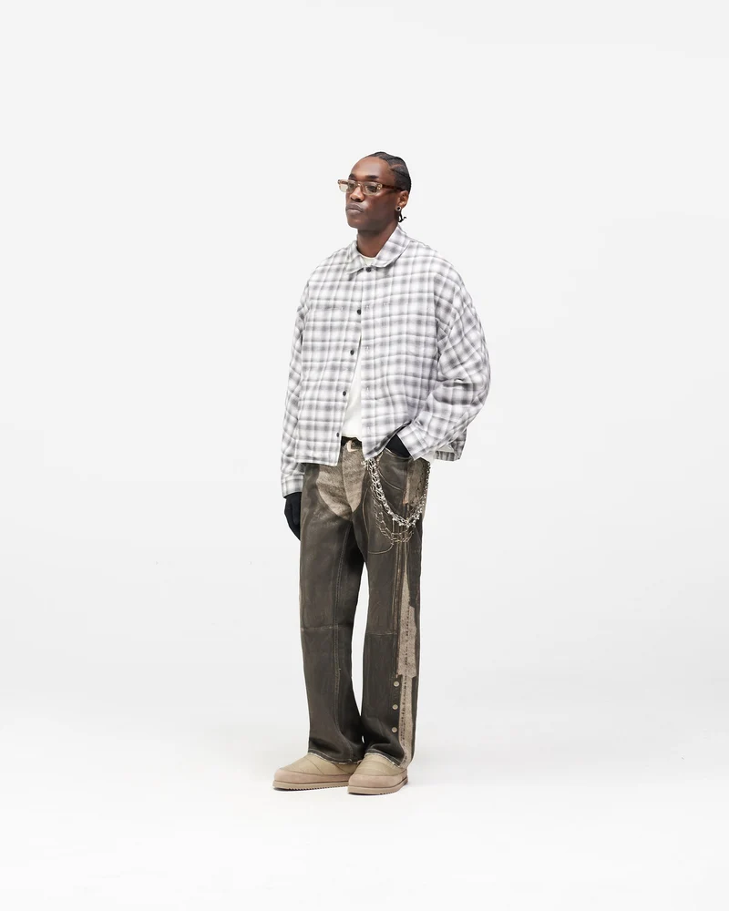 Arch Flannel Shirt - Flat White Jet Black