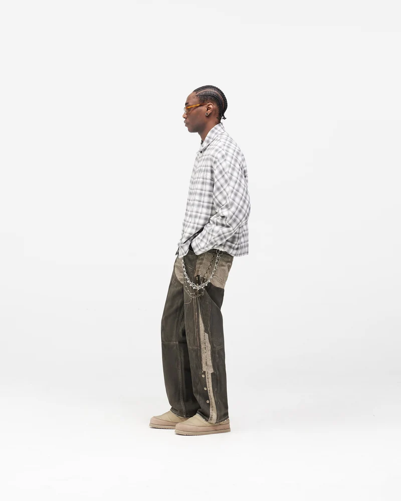 Arch Flannel Shirt - Flat White Jet Black