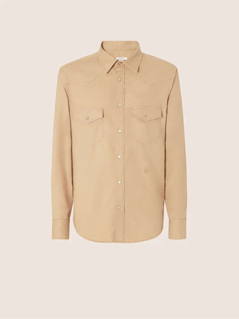 Cotton-Cashmere Flannel Western Shirt