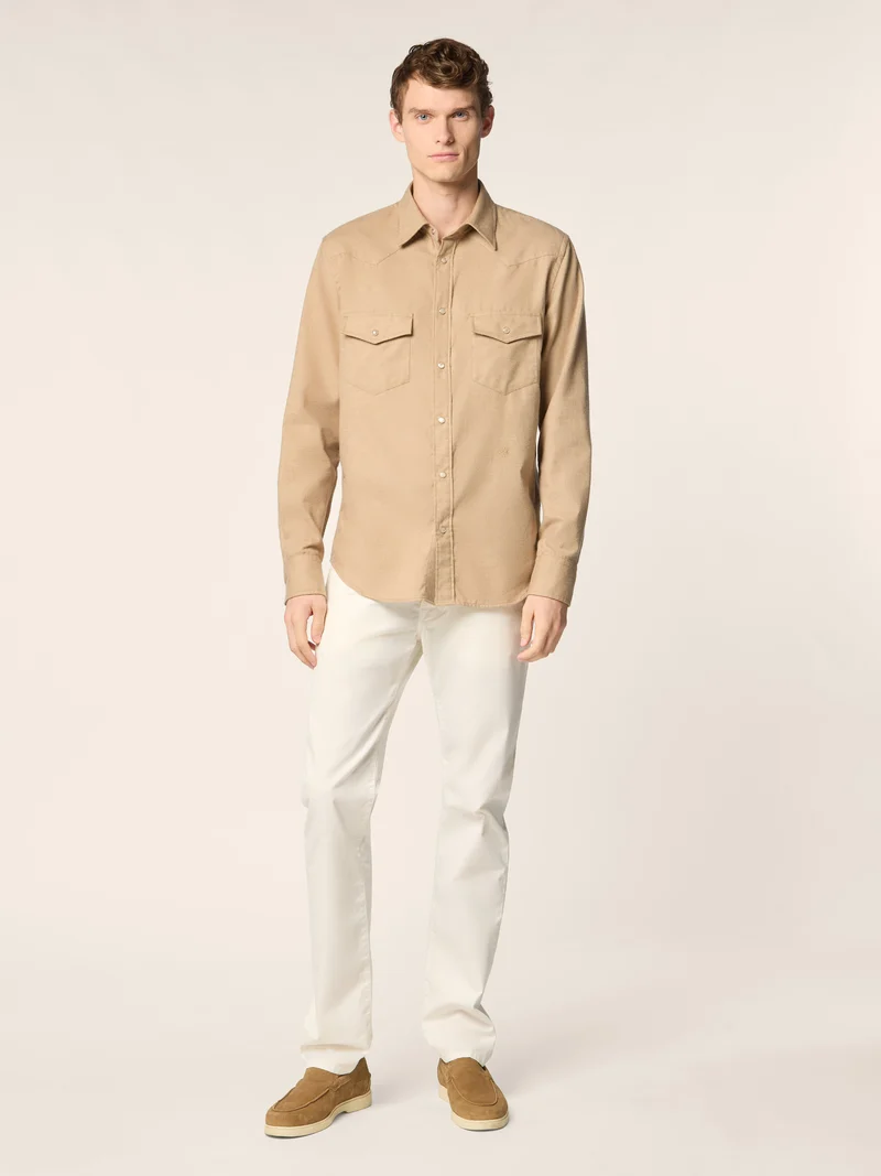 Cotton-Cashmere Flannel Western Shirt
