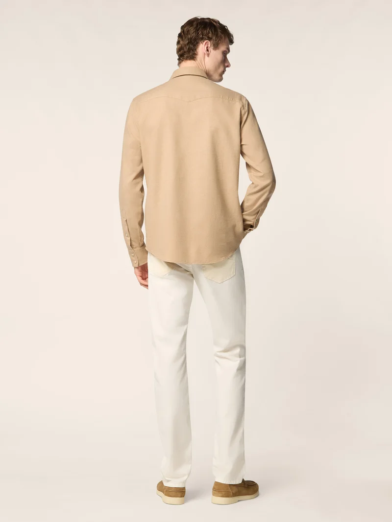 Cotton-Cashmere Flannel Western Shirt