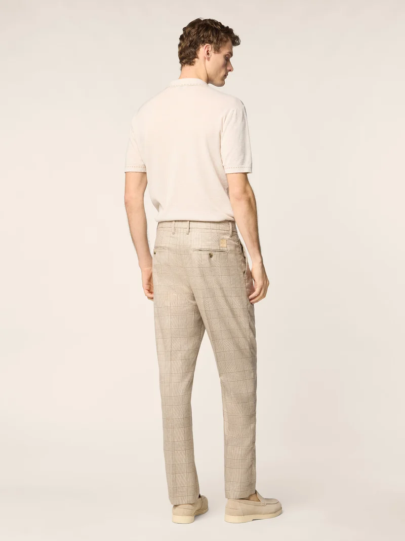 Lucas - Pants in Cashmere and Silk Prince of Wales Loro Piana