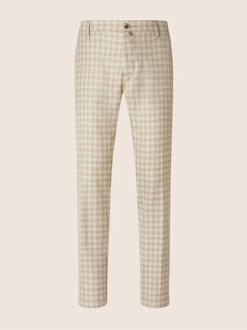 Gray – Pants in Silk and Linen Prince of Wales Loro Piana