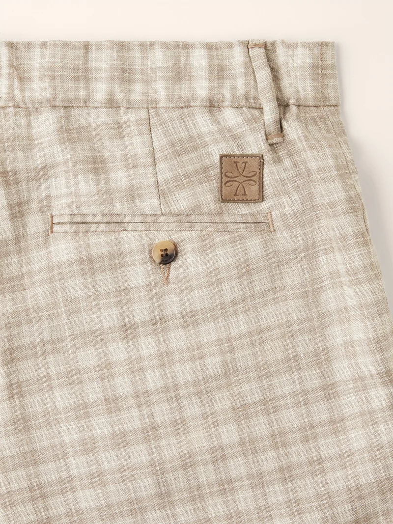Gray – Pants in Silk and Linen Prince of Wales Loro Piana