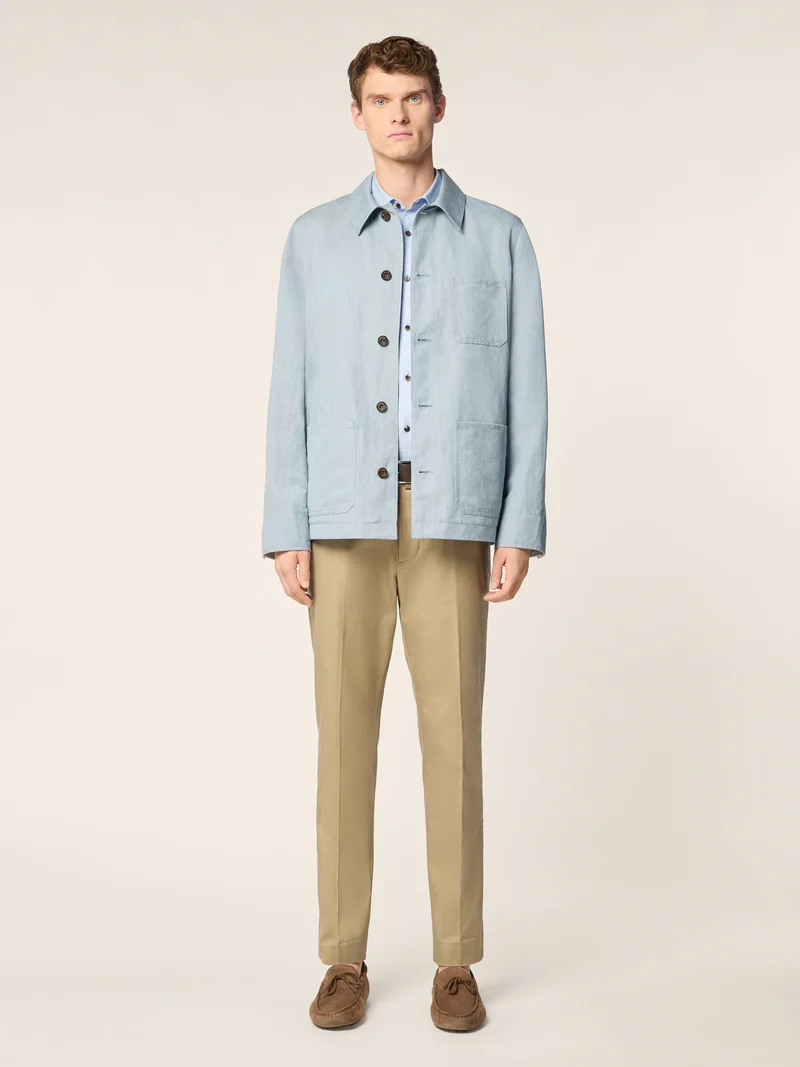 Cotton-Linen Gabardine Overshirt
