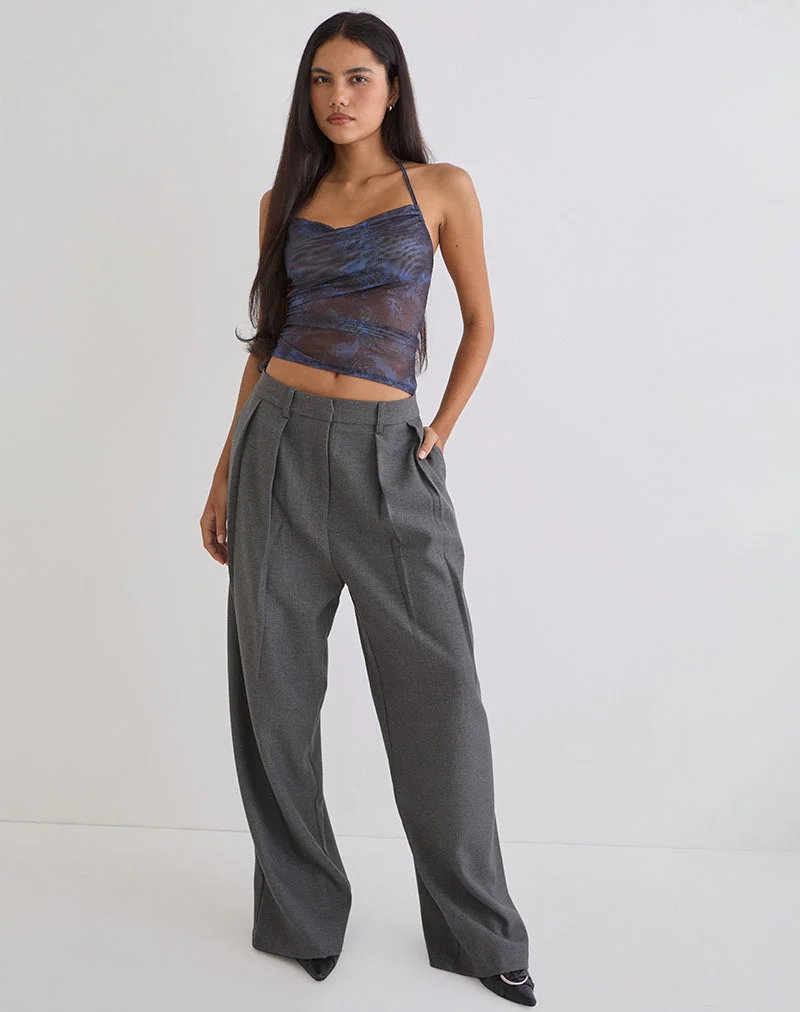 Xiomara Neckholder-Top in Mitternachtsblau mit Paisley-Muster