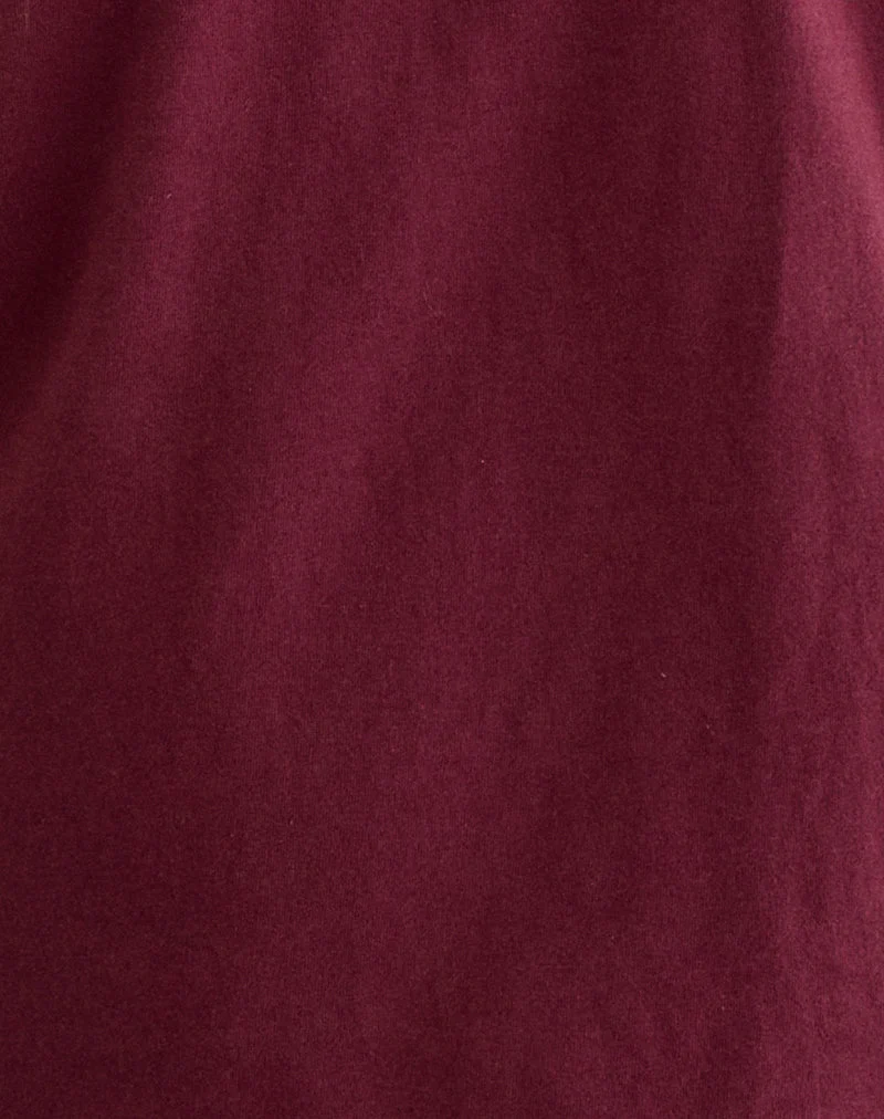 Daimin Schulterfreies Top aus Jersey in Maroon