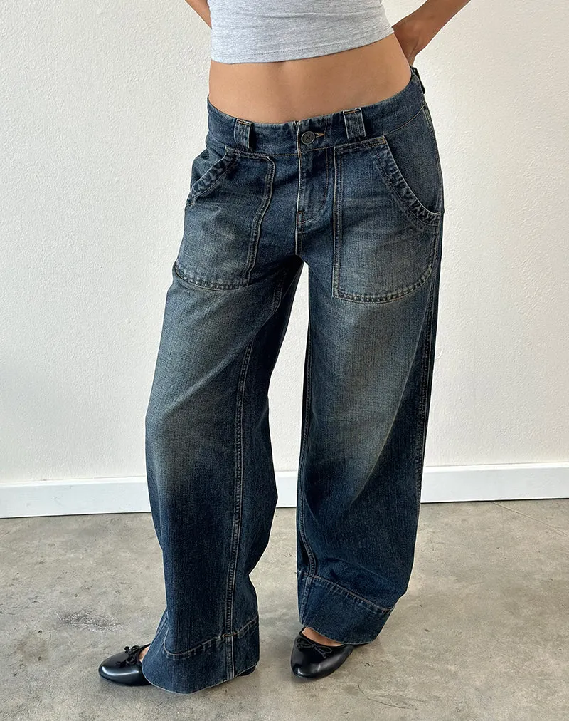Utility-Zimmermannjeans in antikem Mittelblau
