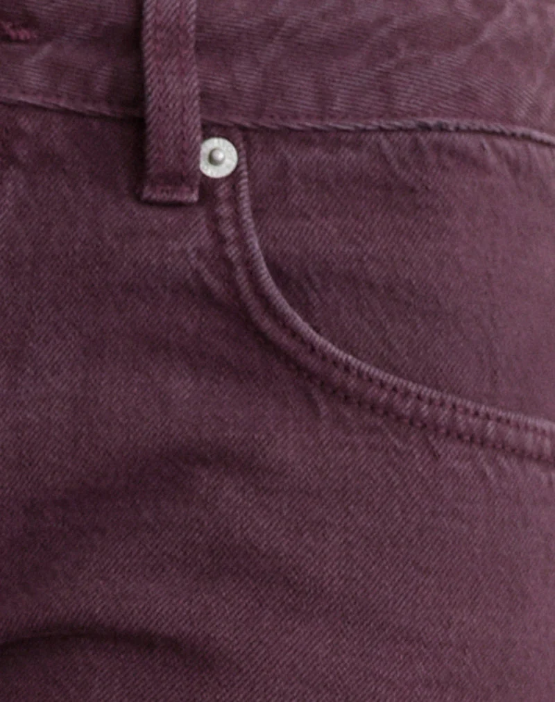 Lose sitzende Flare-Jeans mit niedriger Leibhöhe in der Farbe „Pinot Noir“