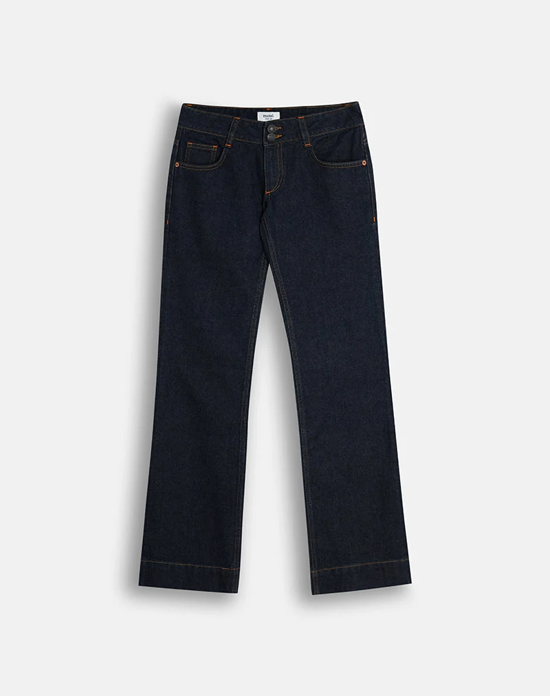 Bootcut-Jeans mit niedriger Leibhöhe in Indigo