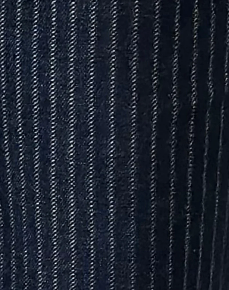 Flare-Jeans mit besonders niedriger Leibhöhe in gestreiftem Indigo