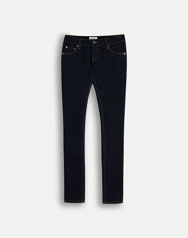 Stretch-Skinny-Jeans mit extrem niedriger Leibhöhe in Indigo