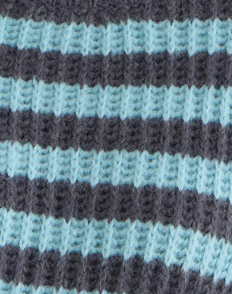 Namirta-Pullover in Hellblau mit dunkelgrauem Streifen