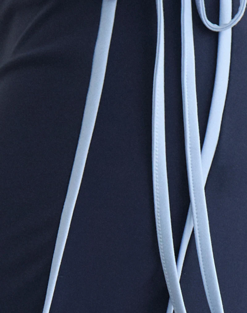 Evander-Hose in Marineblau mit hellblauem Streifen