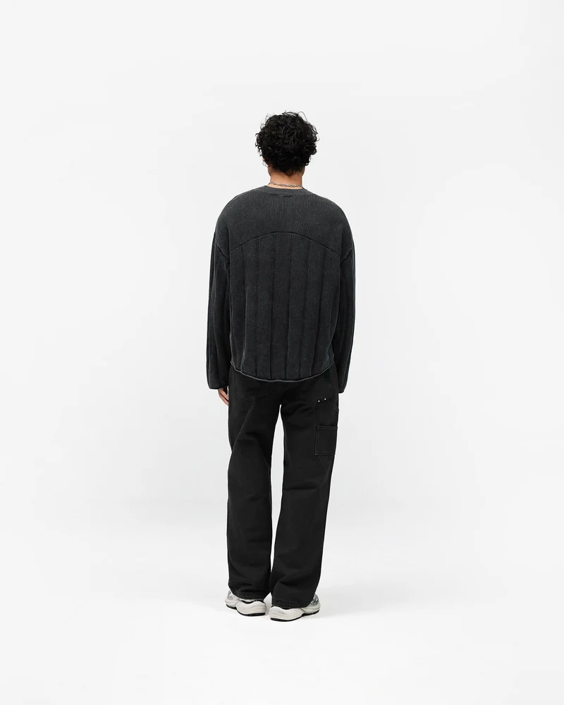 Knitted Varsity Long Sleeve Jersey - Vintage Grey
