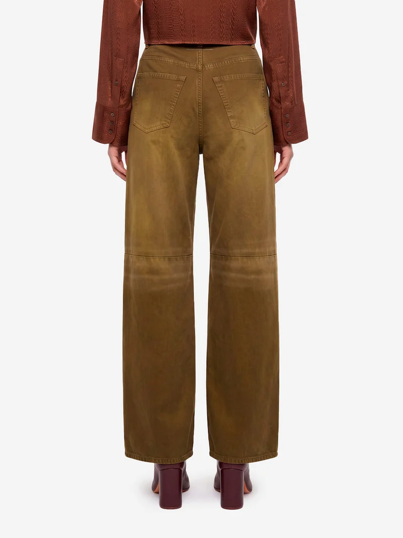 Jeans a gamba ampia verdi effetto lived in