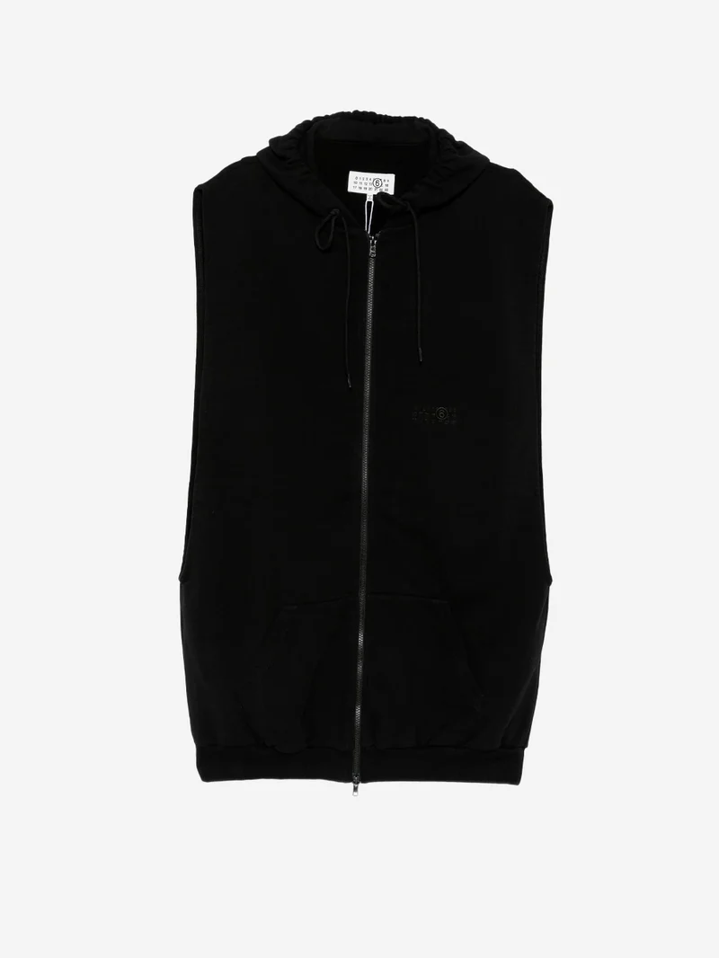 Giacca hooded nera senza maniche