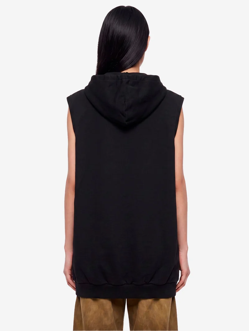 Giacca hooded nera senza maniche