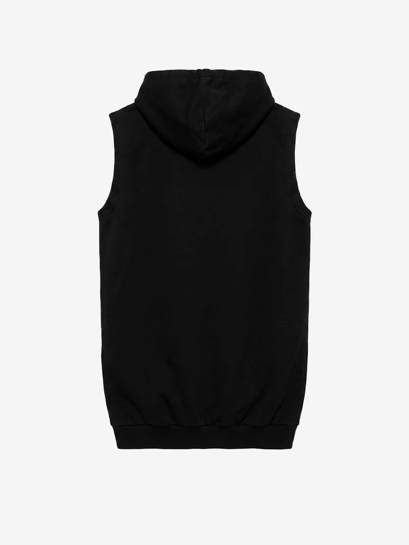 Giacca hooded nera senza maniche