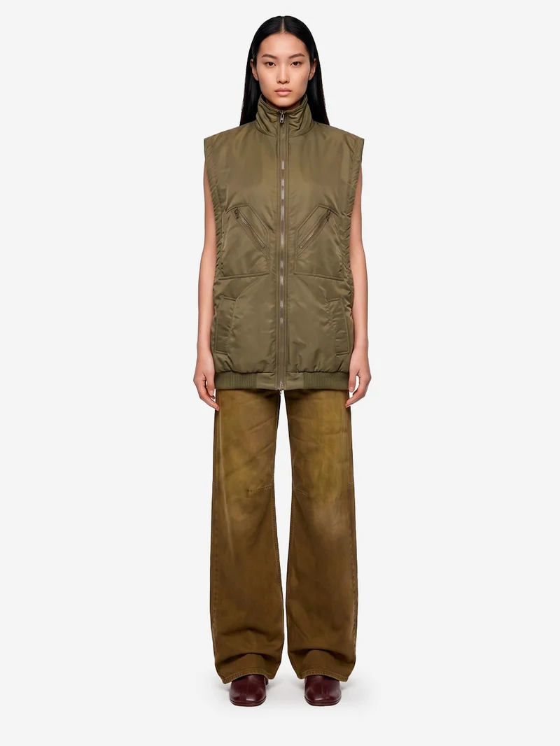 Gilet kaki imbottito con zip