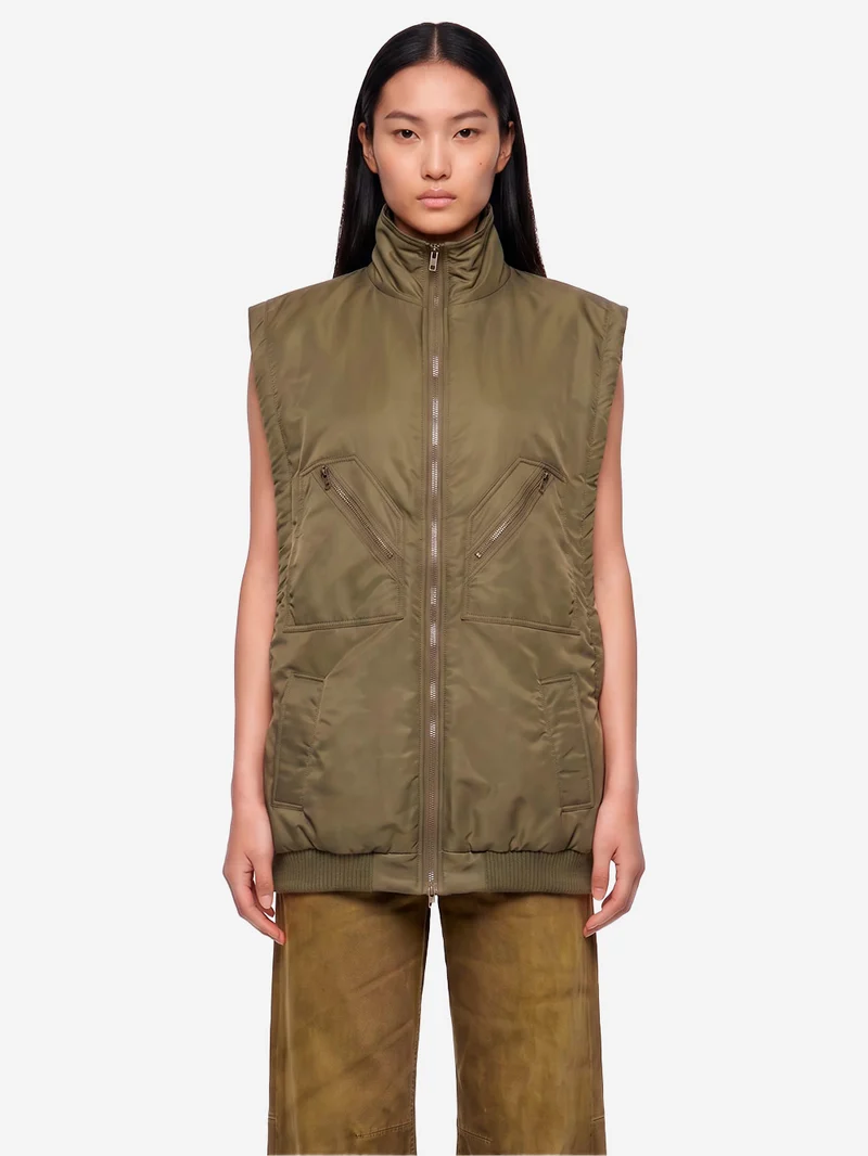 Gilet kaki imbottito con zip