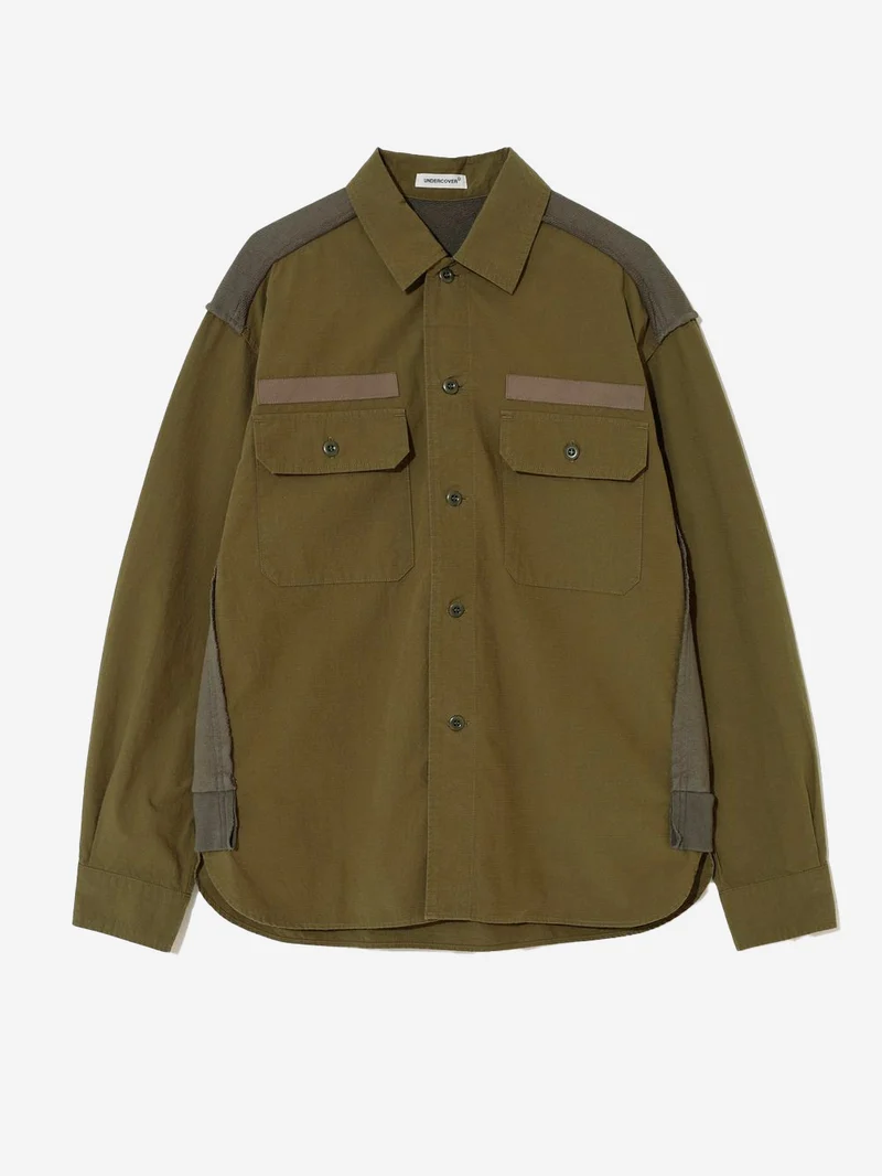Camicia 'Field' verde con pannelli in ripstop