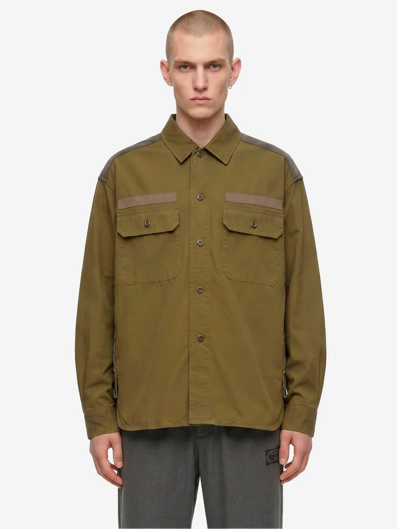 Camicia 'Field' verde con pannelli in ripstop