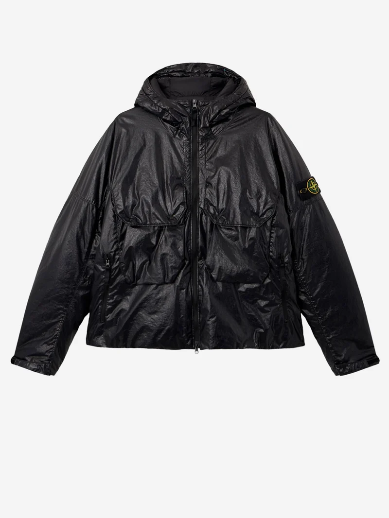 Piumino spalmato con cappuccio Light Nylon a tre strati