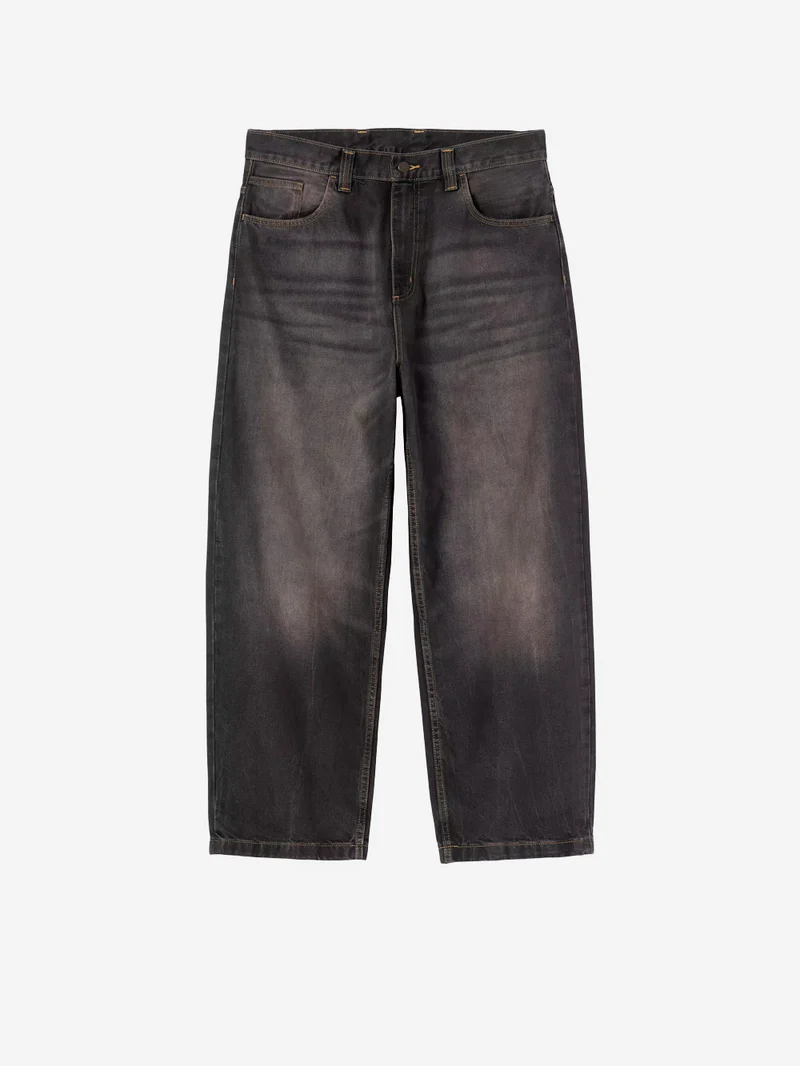 Pantaloni loose 'Brandon' in denim nero tobacco used wash