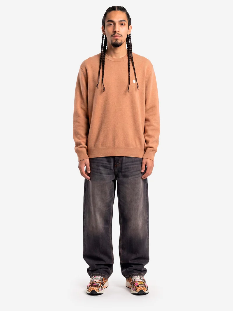 Pantaloni loose 'Brandon' in denim nero tobacco used wash