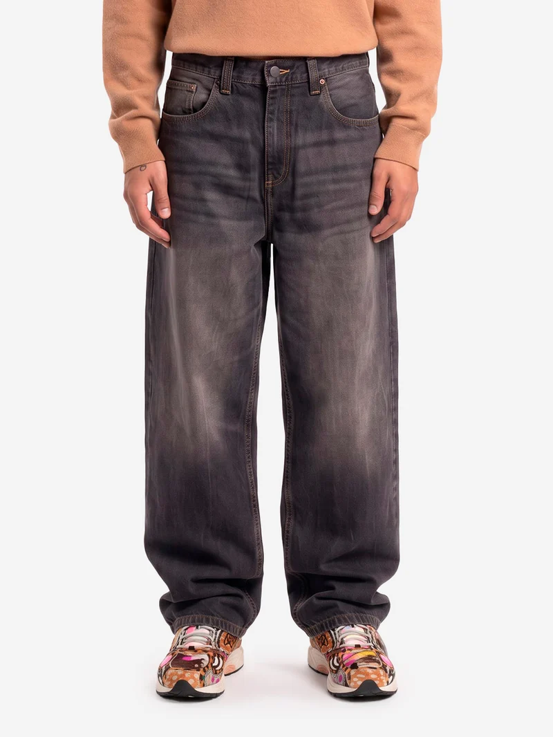 Pantaloni loose 'Brandon' in denim nero tobacco used wash