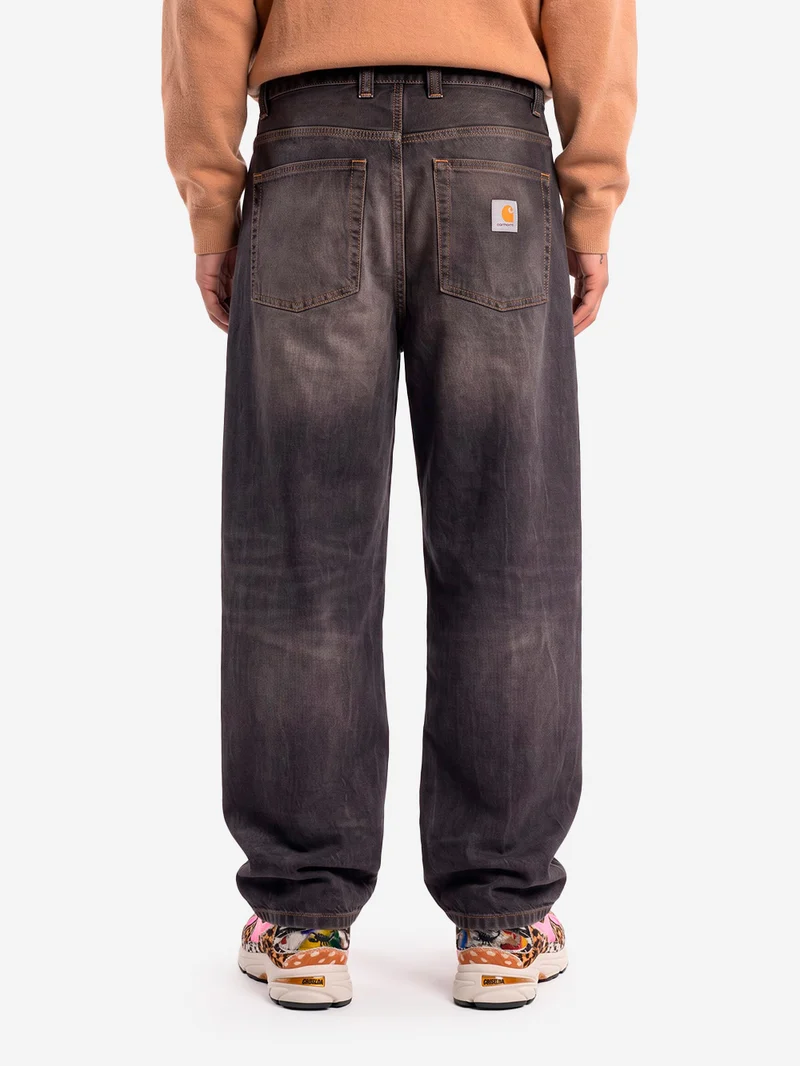 Pantaloni loose 'Brandon' in denim nero tobacco used wash