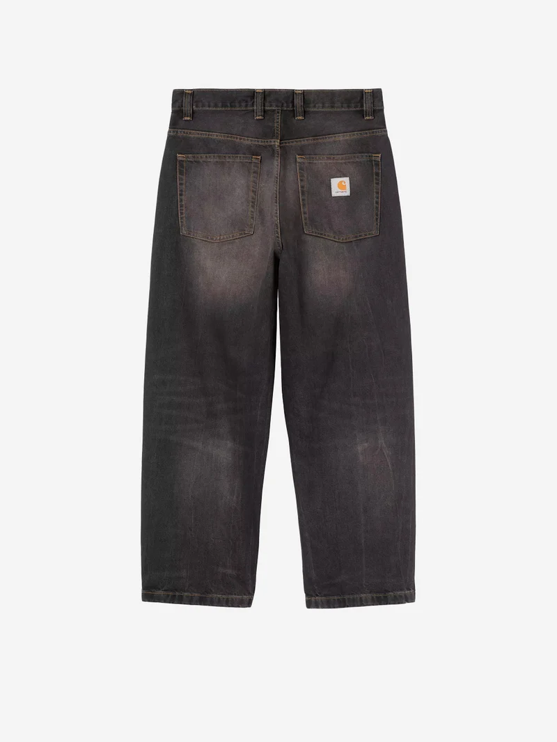 Pantaloni loose 'Brandon' in denim nero tobacco used wash