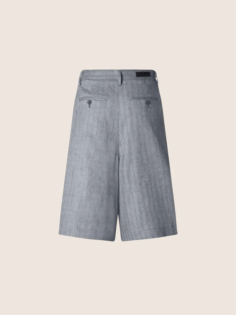 Christina – Linen-Viscose Herringbone Canvas Bermudas