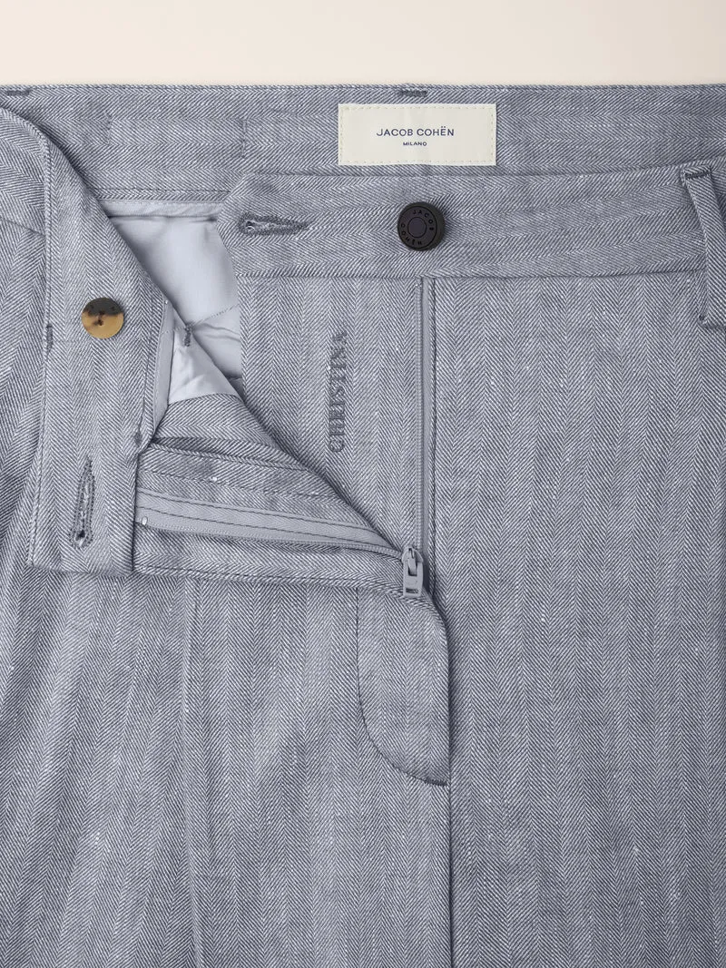 Christina – Linen-Viscose Herringbone Canvas Bermudas