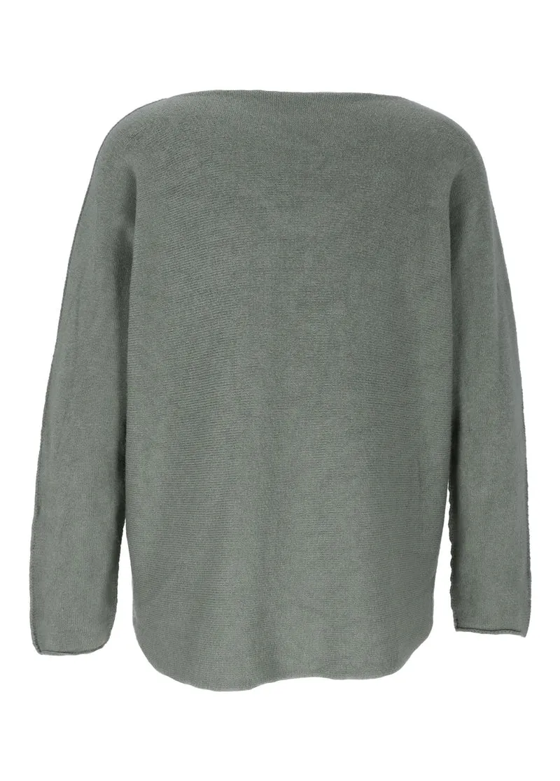 Damen Strickpullover V-Ausschnitt Militär
