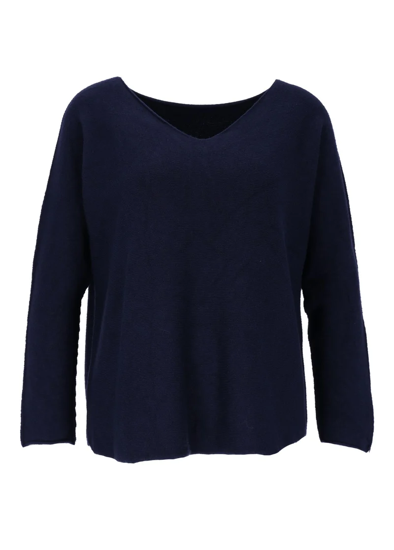 Damen Strickpullover V-Ausschnitt Navy