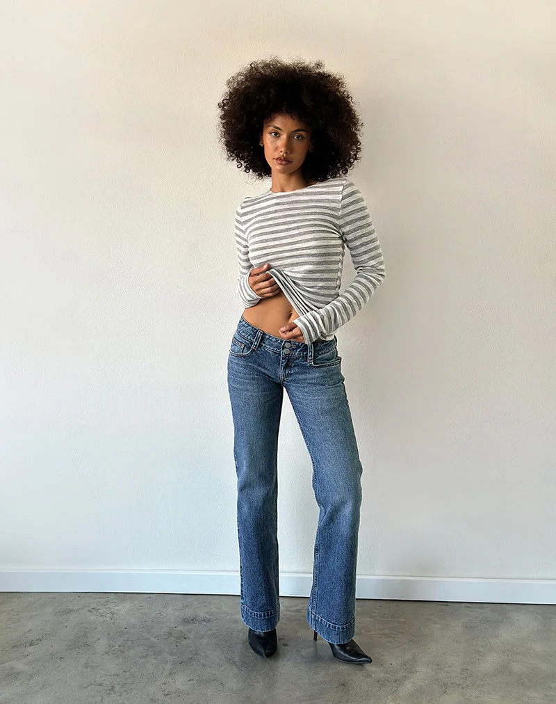 Bootcut-Jeans mit niedriger Leibhöhe in Ozeanblau