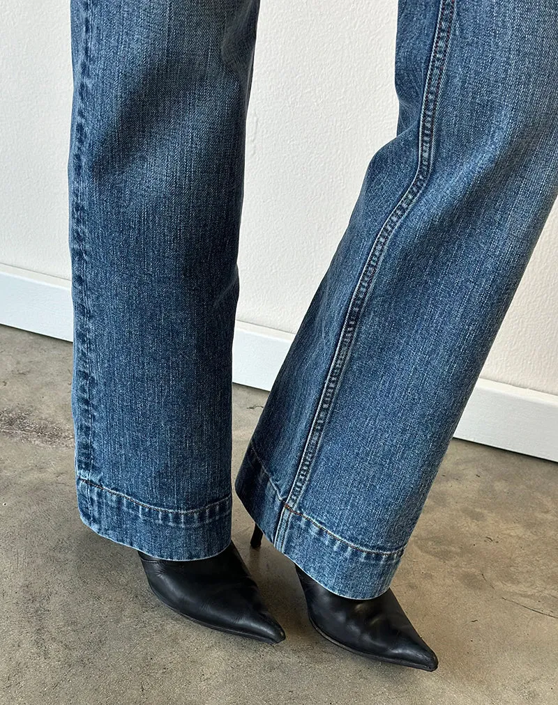 Bootcut-Jeans mit niedriger Leibhöhe in Ozeanblau